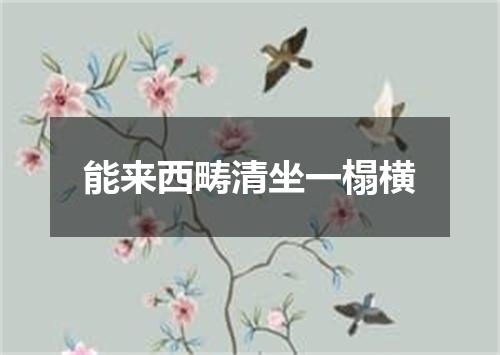 能来西畴清坐一榻横