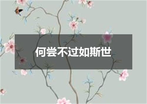 何尝不过如斯世