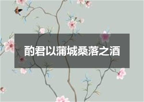 酌君以蒲城桑落之酒