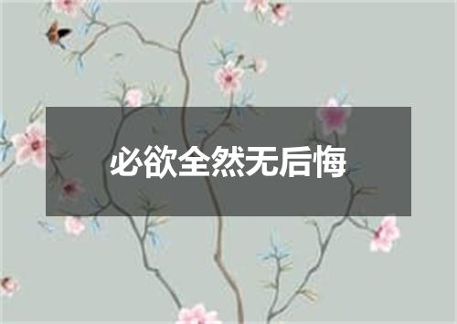 必欲全然无后悔