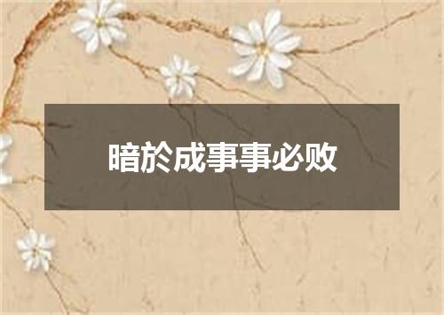 暗於成事事必败
