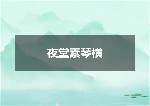 夜堂素琴横