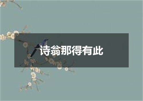 诗翁那得有此