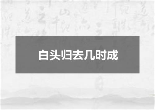 白头归去几时成