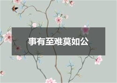 事有至难莫如公