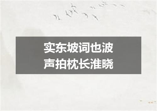 实东坡词也波声拍枕长淮晓