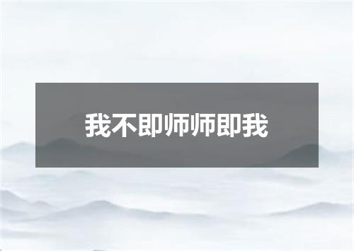 我不即师师即我