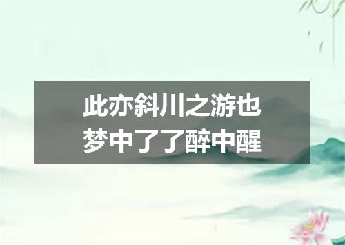 此亦斜川之游也梦中了了醉中醒