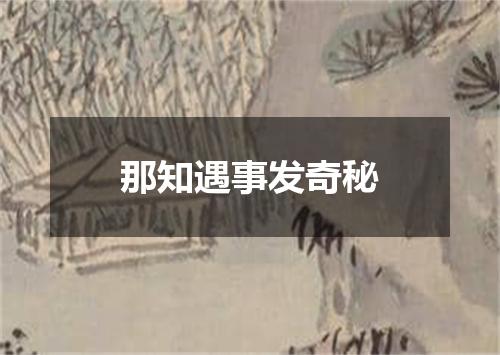 那知遇事发奇秘