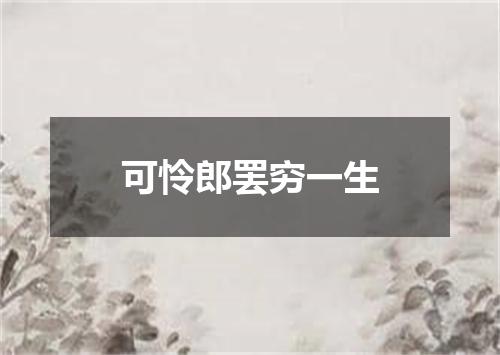 可怜郎罢穷一生