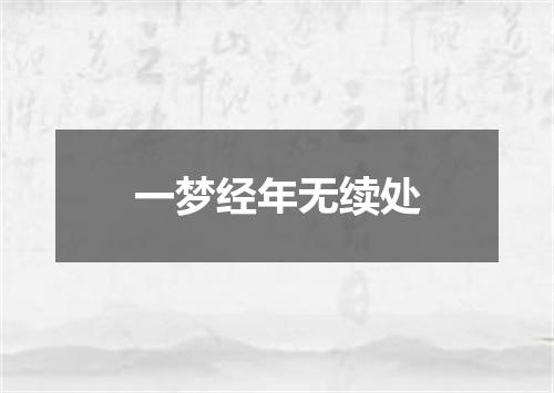 一梦经年无续处