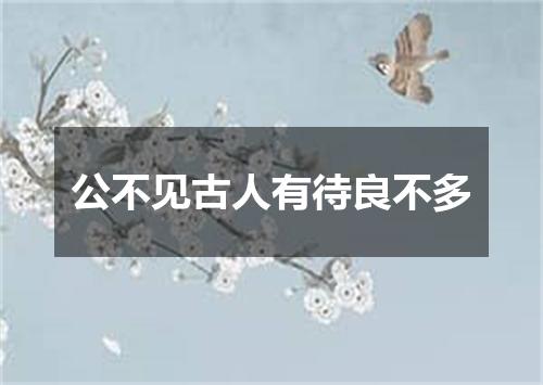 公不见古人有待良不多