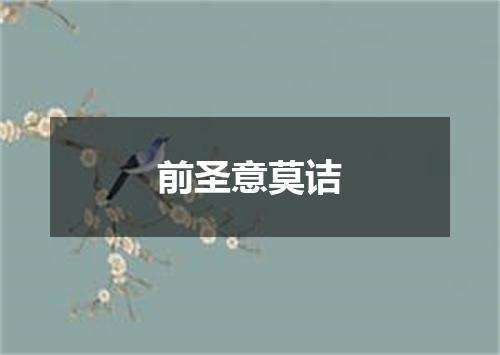 前圣意莫诘