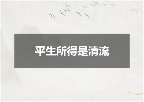 平生所得是清流