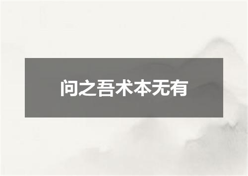 问之吾术本无有