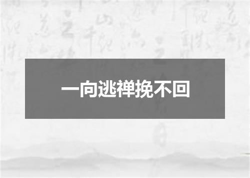 一向逃禅挽不回