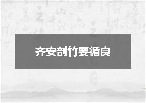 齐安剖竹要循良