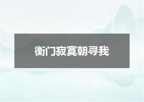 衡门寂寞朝寻我