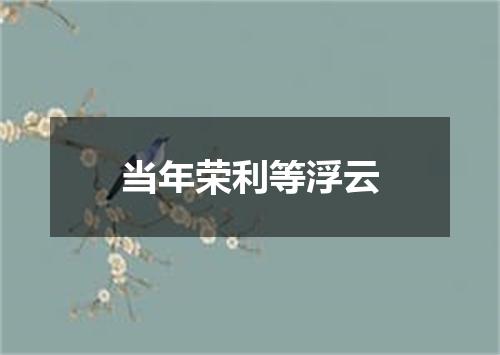 当年荣利等浮云