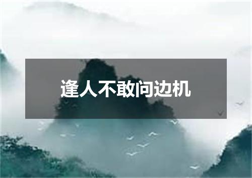 逢人不敢问边机