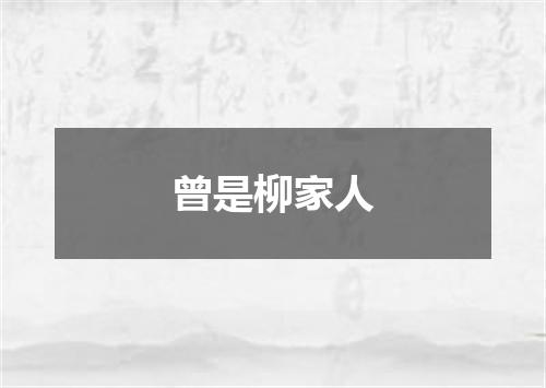 曾是柳家人