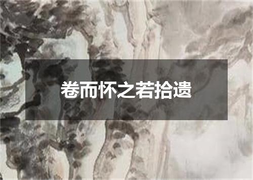 卷而怀之若拾遗