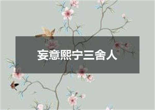 妄意熙宁三舍人
