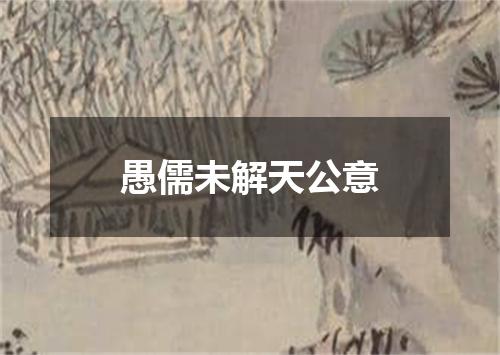 愚儒未解天公意