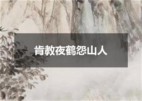 肯教夜鹤怨山人