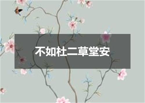 不如杜二草堂安