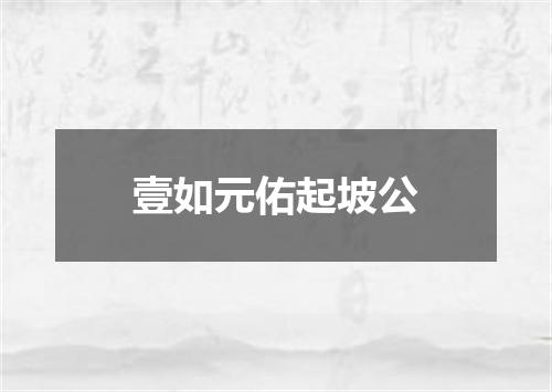 壹如元佑起坡公