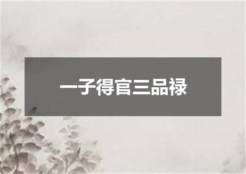 一子得官三品禄