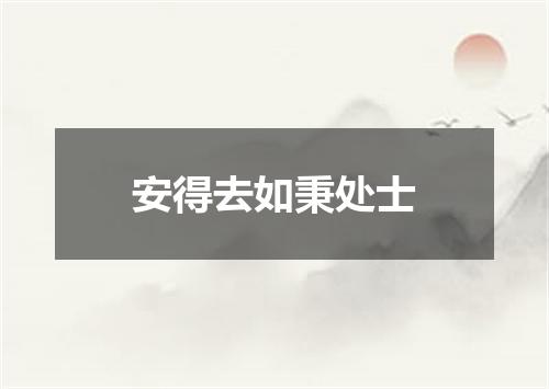 安得去如秉处士