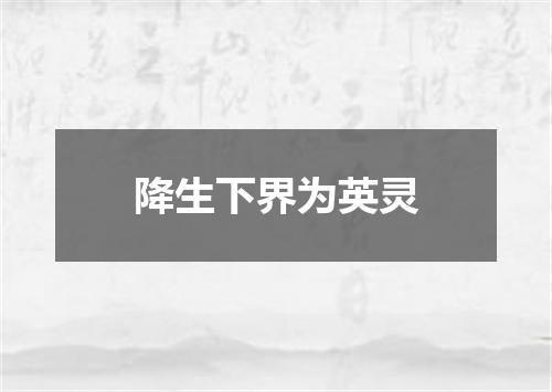 降生下界为英灵