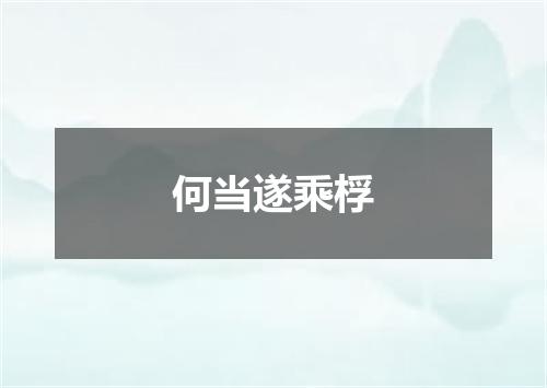 何当遂乘桴