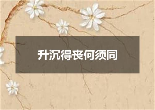 升沉得丧何须同