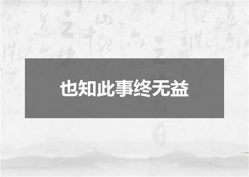 也知此事终无益