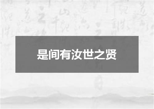 是间有汝世之贤