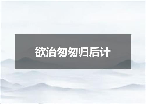 欲治匆匆归后计