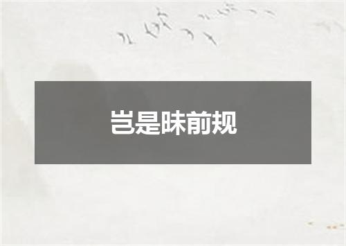 岂是昧前规