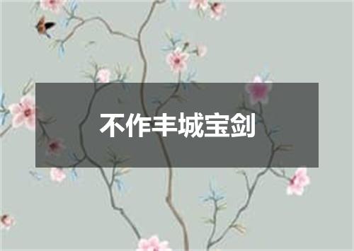 不作丰城宝剑