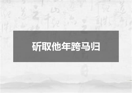 斫取他年跨马归