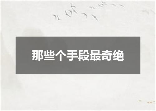 那些个手段最奇绝