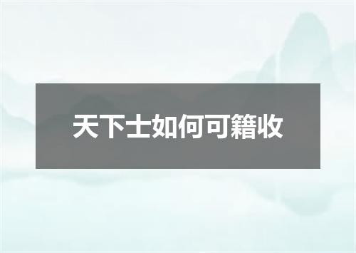 天下士如何可籍收