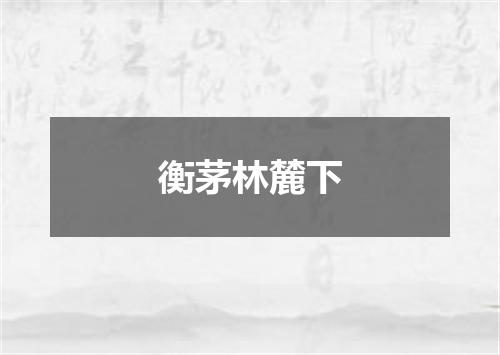 衡茅林麓下