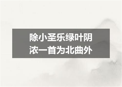 除小圣乐绿叶阴浓一首为北曲外