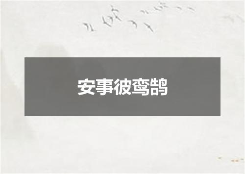 安事彼鸾鹄