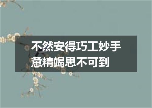 不然安得巧工妙手惫精竭思不可到