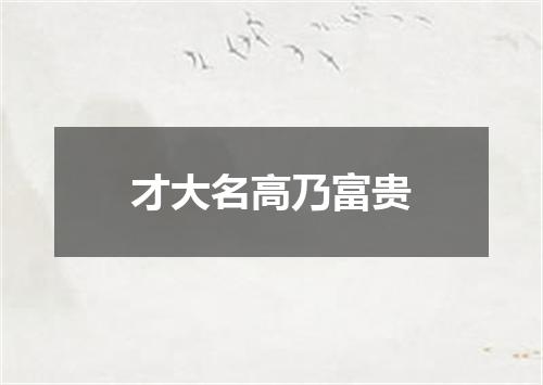 才大名高乃富贵
