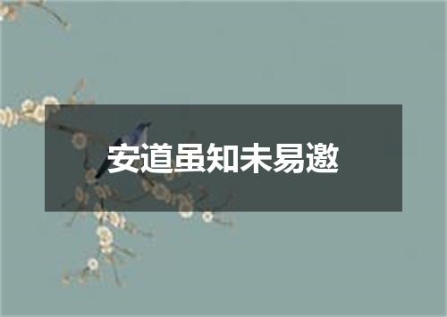 安道虽知未易邀